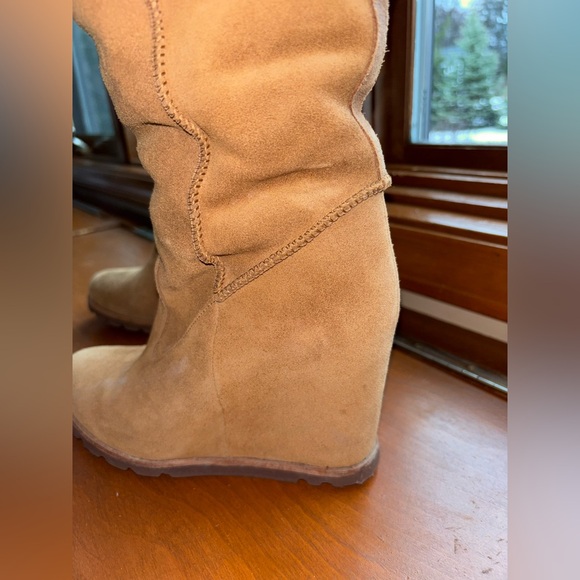 Womens UGG high heel platform suede warm boots - Picture 4 of 12